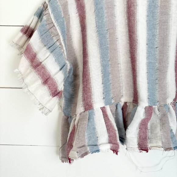 Mustard Seed x Anthropologie striped cropped top with distressing - Picture 3 of 5